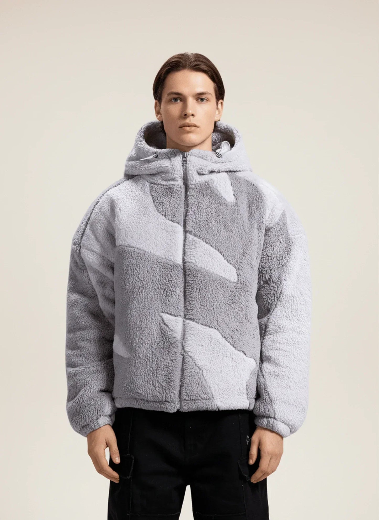 Men's Abstract Camo Fleece Hooded Zip Jacket